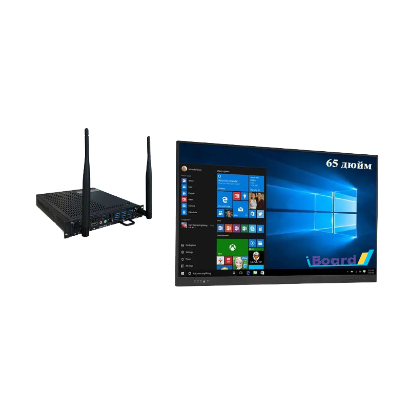 Інтерактивна панель iBoard 65" (IB IP 65 А14N), OPS ПК PCiB i7-13Gen/16(PCIB-i7-16/512), мобільний стенд